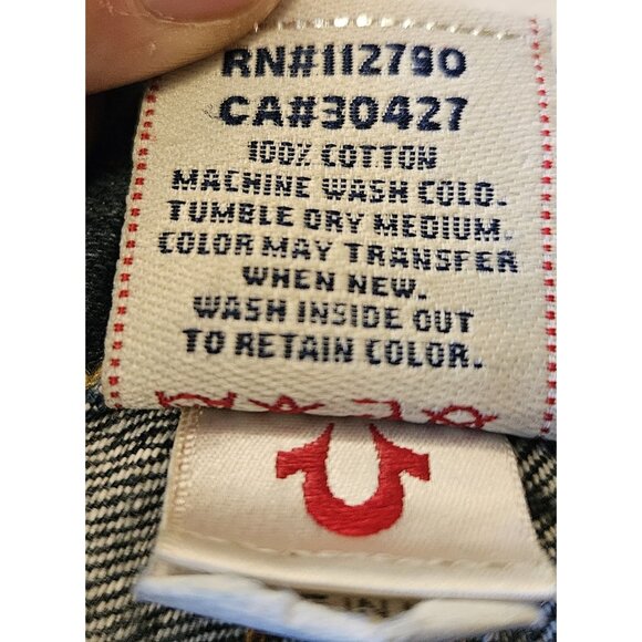 True Religion World Tour Billy Jeans Medium Wash Straight Size 34 Flap Pocket - Picture 9 of 14